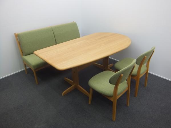 服部家具 ベンチダイニングセット 4人用 緑 - 家具・家電を売るなら 